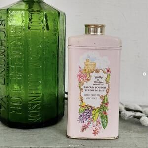 Vintage Woods of Windsor Talcum Powder Tin Pink England Wild Orchid Scent EMPTY